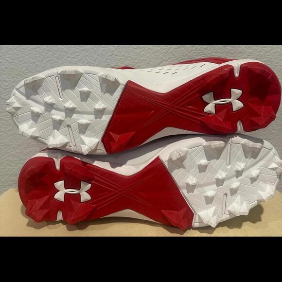 Under Armour Leadoff Low RM Red and White Baseball Cleats Men's Size 11 - Picture 6 of 6